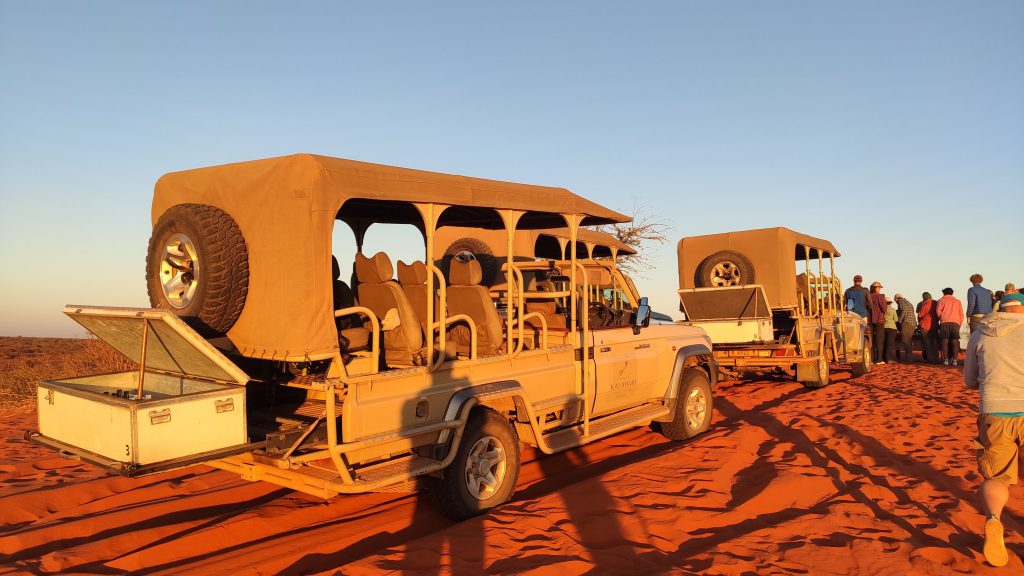 Coucher de soleil sur le Kalahari